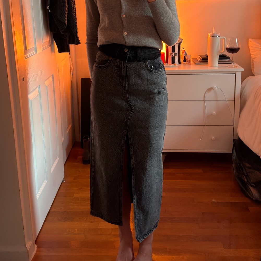 Abercrombie Black Denim Midi Skirt, Size 24